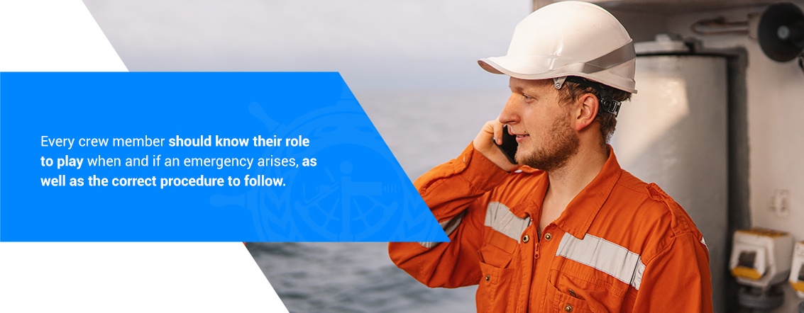 Maritime crew member speaking on the phone